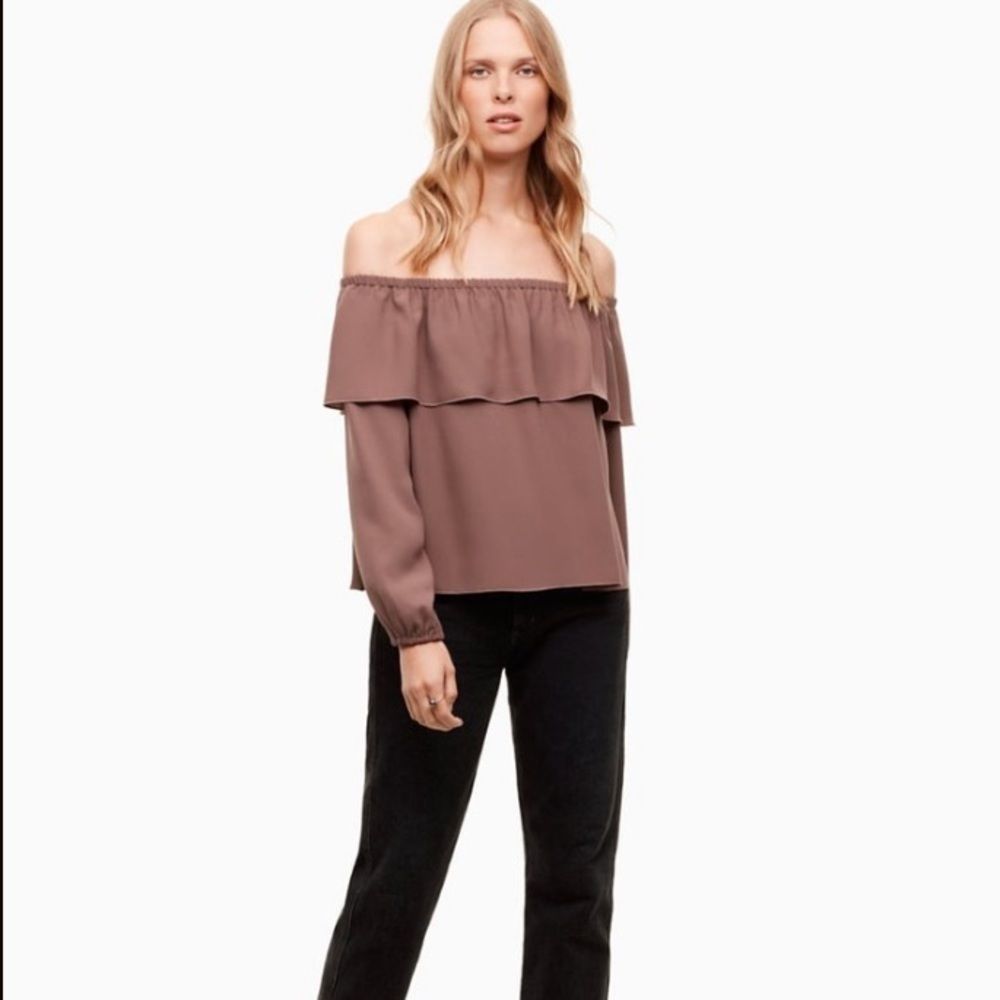 Aritzia Wilfred Morel Off Shoulder Blouse XS Pink